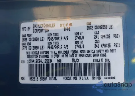 2004 Dodge Ram 1500 St from USA, damaged, VIN 1D7HA16K84J135134